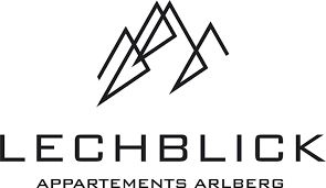 The logo of Lechblick features stylized mountain peaks. It represents the apartments in the Arlberg region.
