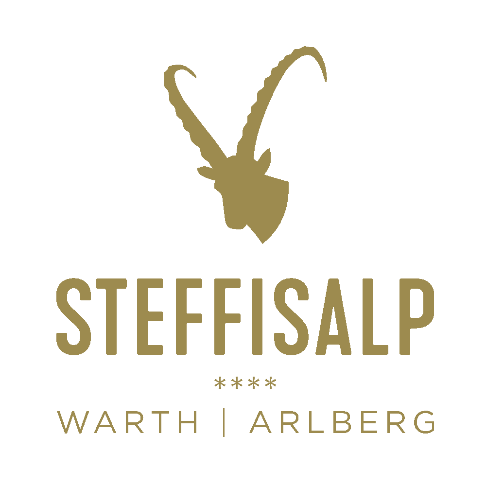 The logo of Steffisalp features a stylized antlers and the lettering. It includes the locations Warth and Arlberg.